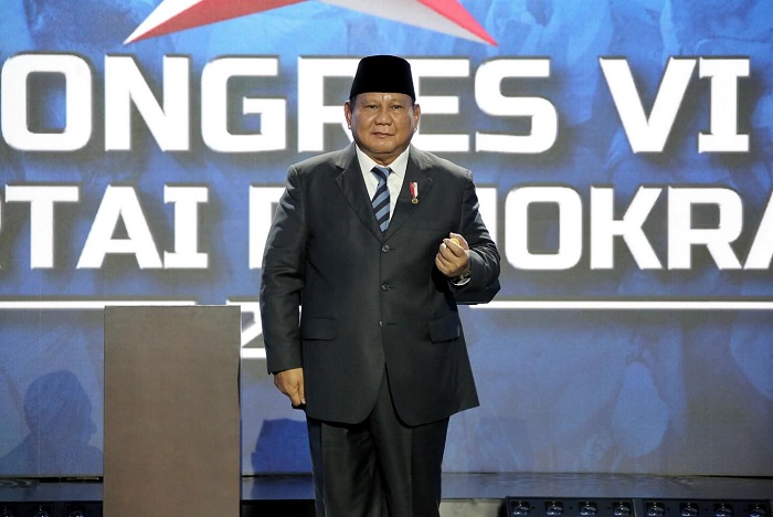 Presiden RI Prabowo Subianto saat Penutupan Kongres VI DPP Partai Demokrat di Jakarta. (Facebook.com @Agus Yudhoyono)