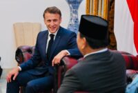 Presiden Prabowo Subianto dan Presiden Emmanuel Macron. (Facebook.com @ Setkab RI)